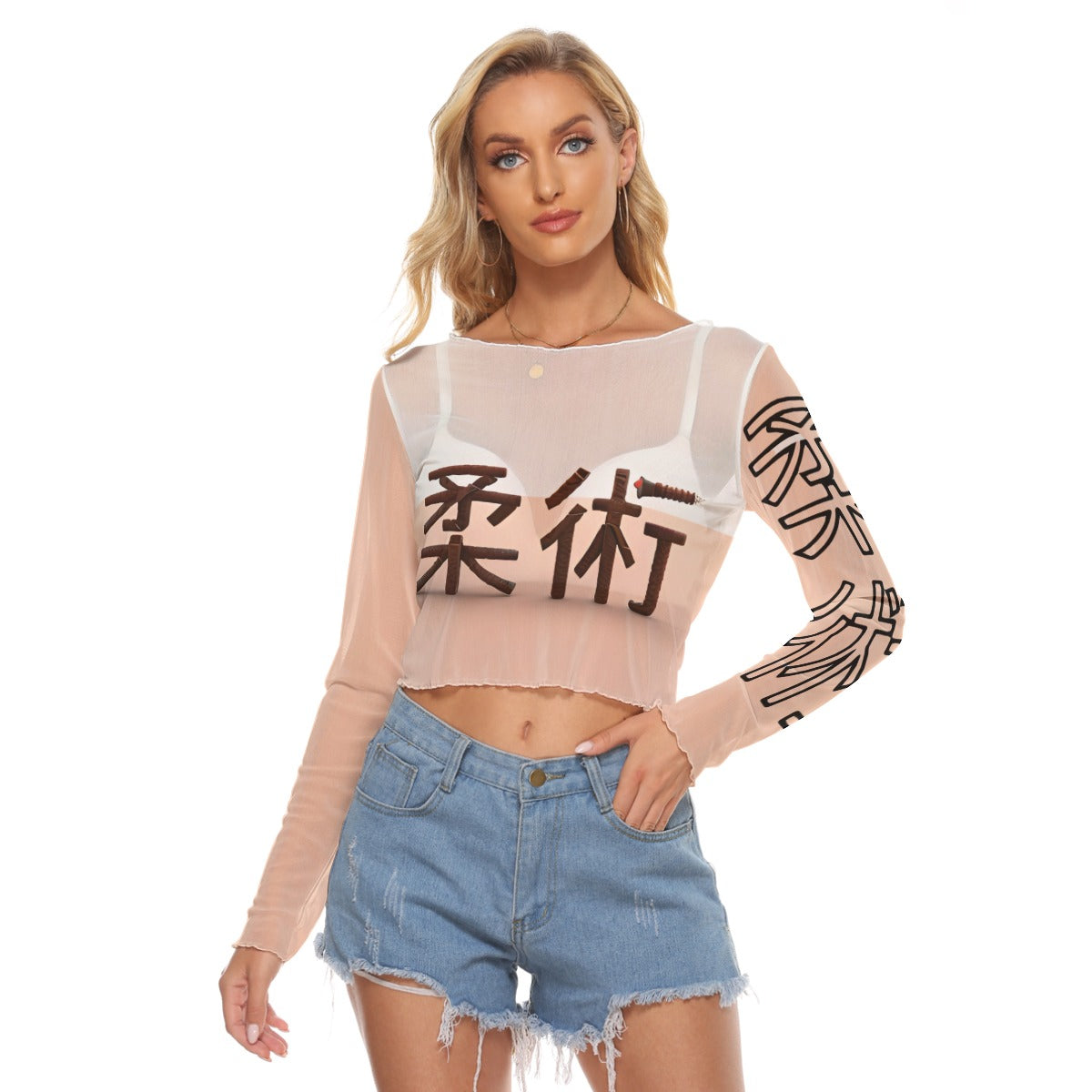 Apricot Mesh Crop top